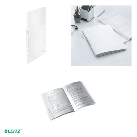 Mapa de prezentare Leitz WOW, coperta moale, PP, A4, 20 de folii, capacitate 40 de coli (2 coli per fila,(80 g/mp), alb [3]