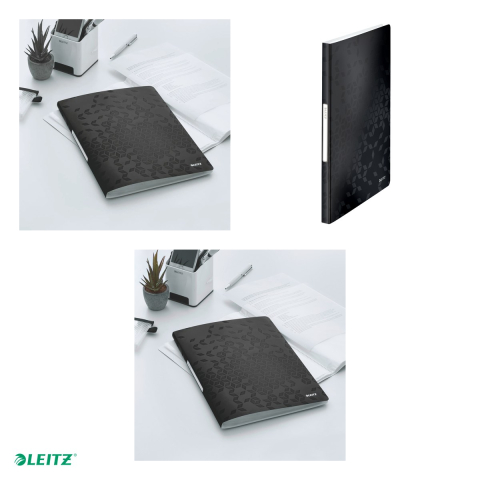 Mapa de prezentare Leitz WOW, coperta moale, PP, A4, 40 de folii, capacitate 80 de coli (2 coli per fila,(80 g/mp), negru [3]