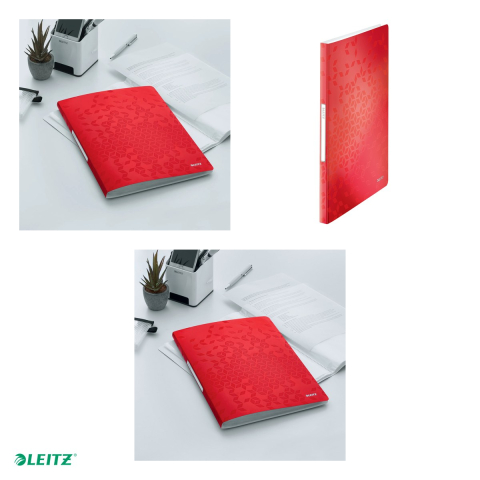 Mapa de prezentare Leitz WOW, coperta moale, PP, A4, 40 de folii, capacitate 80 de coli (2 coli per fila,(80 g/mp), rosu [3]