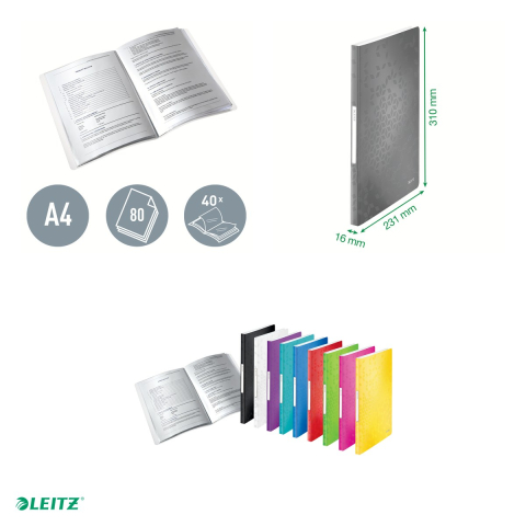Mapa de prezentare Leitz WOW, coperta moale, PP, A4, 40 de folii, capacitate 80 de coli (2 coli per fila,(80 g/mp), rosu [4]