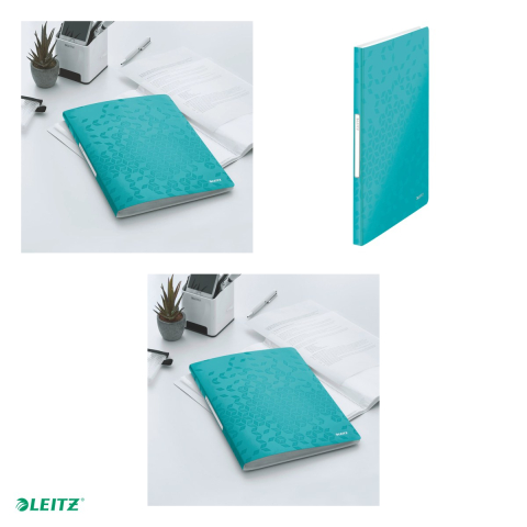 Mapa de prezentare Leitz WOW, coperta moale, PP, A4, 40 de folii, capacitate 80 de coli (2 coli per fila,(80 g/mp), turcoaz [3]