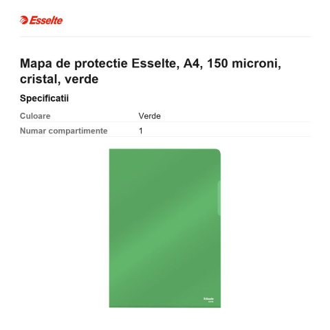 Mapa de protectie Esselte, A4, 150 microni, cristal, verde [2]