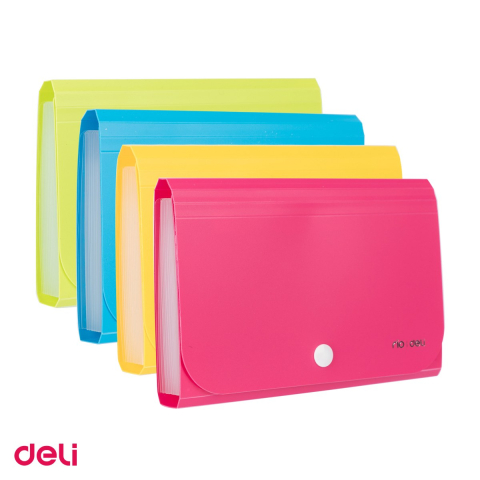 Mapa Deli A6, din plastic, 13 compartimente, 12 separatoare neon [4]