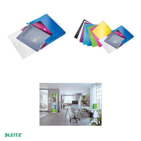 Mapa Jumbo Leitz WOW, PP, A4, cu elastic, capacitate 250 coli, pentru transport, albastru [4]