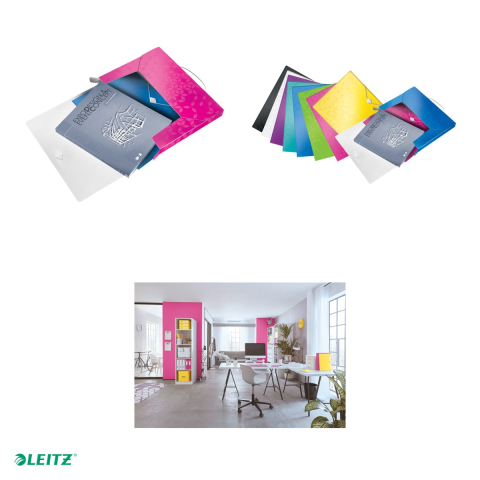 Mapa Jumbo Leitz WOW, PP, A4, cu elastic, capacitate 250 coli, pentru transport, roz [4]
