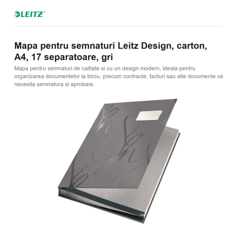 Mapa pentru semnaturi Leitz Design, carton, A4, 17 separatoare, gri [1]