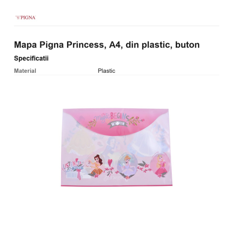 Mapa Pigna Princess, A4, din plastic, buton [2]