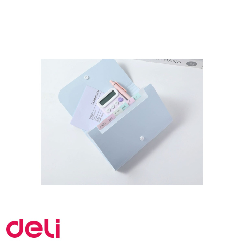 Mapa plastic A6 cu 12 separatoare pastel Deli, inchidere cu buton, organizare documente compacta [4]