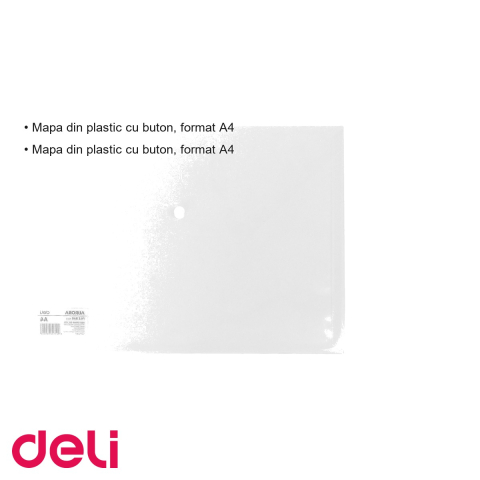 Mapa plastic cu buton Deli, format A4, transparenta, pentru organizare documente [2]
