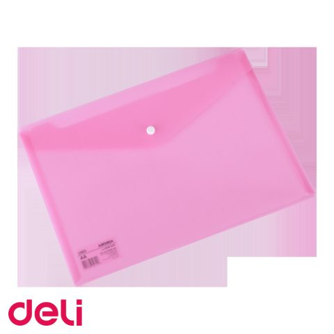 Mapa plastic cu buton Deli, format A4, transparenta rosie, pentru organizarea documentelor [3]