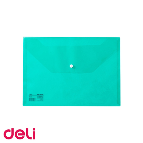 Mape si serviete - Mapa plastic cu buton Deli, format A4, verde, pentru organizarea documentelor