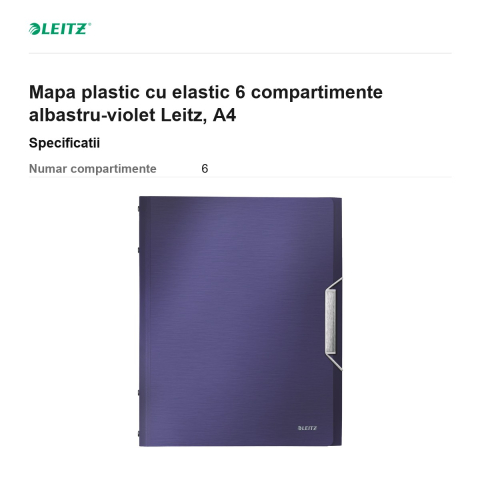Mapa plastic cu elastic 6 compartimente albastru-violet Leitz, A4 [2]