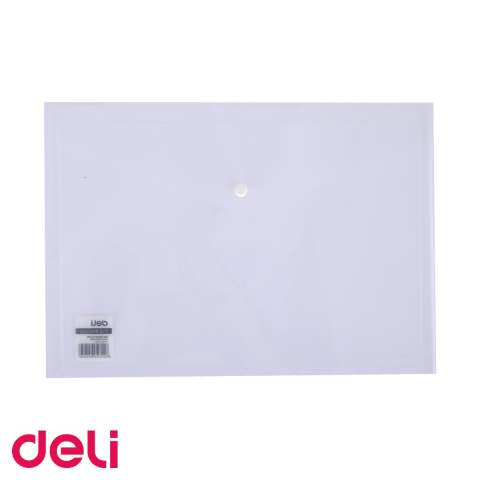 Mape si serviete - Mapa plastic transparenta cu buton Deli, format A4, pentru organizare documente la birou sau scoala