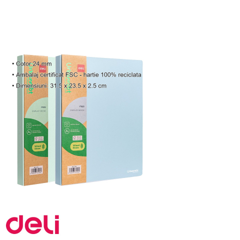 Mapa prezentare Deli, 40 folii transparente, material eco din fibre de grau, culori asortate [2]