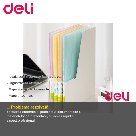 Mapa prezentare Deli Bali, 20 folii, coperti rigide pastel, pentru documente si prezentari [1]