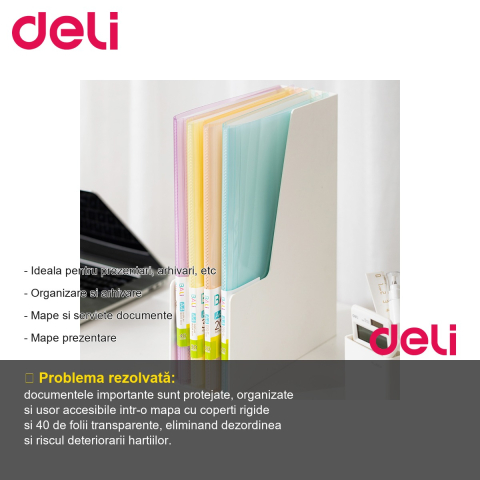 Mapa prezentare Deli Bali 40 folii, coperti rigide pastel, pentru prezentari si arhivare documente [1]
