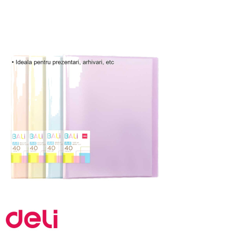 Mapa prezentare Deli Bali 40 folii, coperti rigide pastel, pentru prezentari si arhivare documente [2]