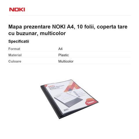 Mapa prezentare NOKI A4, 10 folii, coperta tare cu buzunar, multicolor [2]