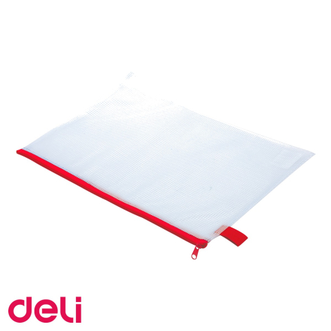 Mapa protectie cu fermoar Deli, format A4, material mesh PVC, pentru documente si acte [3]