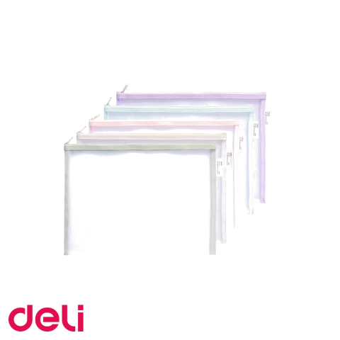 Mape si serviete - Mapa protectie documente A4 Deli, fermoar zip, material mesh poliester, pentru birou si scoala