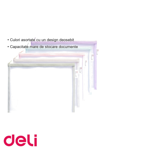 Mapa protectie documente A4 Deli, fermoar zip, material mesh poliester, pentru birou si scoala [2]