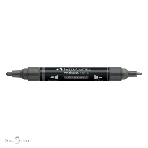 Marker acrilic Faber-Castell Multimark, culoare 181 gri Payne, varf dublu, pentru suprafete multiple [3]