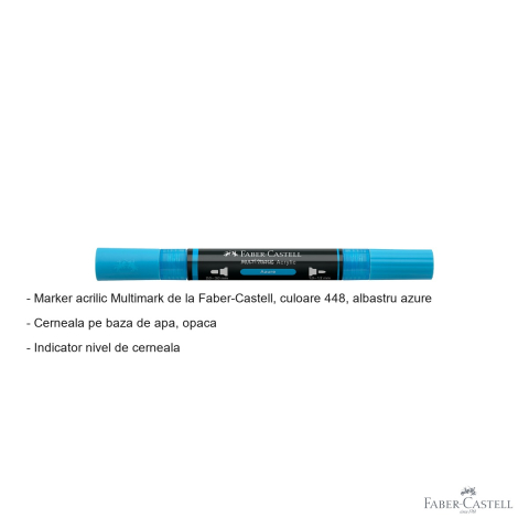 Marker acrilic Faber-Castell Multimark, culoare 448 albastru azure, varf dublu, pentru diverse suprafete [1]