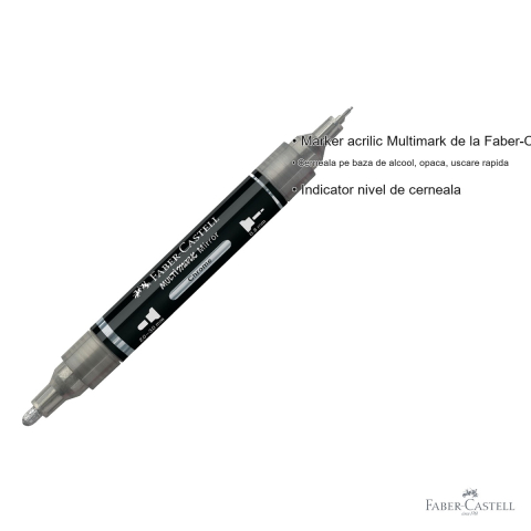 Marker acrilic Faber-Castell Multimark, culoare 551 efect oglinda, varf dublu pentru arta si decoratiuni [2]