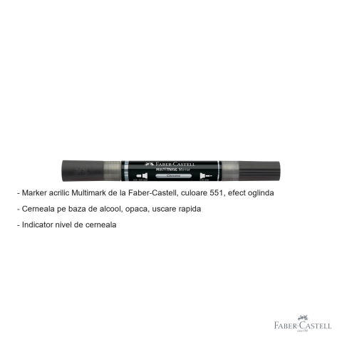 Marker acrilic Faber-Castell Multimark, culoare 551 efect oglinda, varf dublu pentru arta si decoratiuni [1]