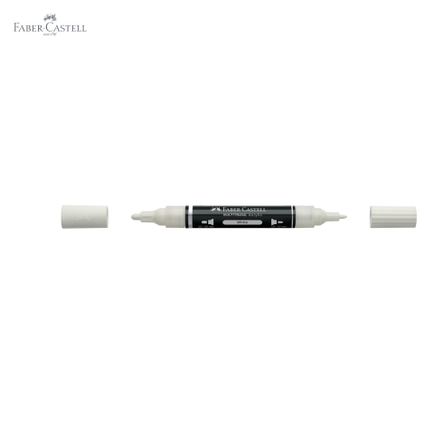 Marker acrilic Faber-Castell Multimark, culoare alba 101, varf dublu, pentru desen si decoratiuni [4]