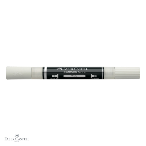 Marker acrilic Faber-Castell Multimark, culoare alba 101, varf dublu, pentru desen si decoratiuni [3]