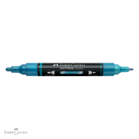 Marker acrilic Faber-Castell Multimark, culoare albastru metalizat 292, varf dublu, pentru suprafete multiple [3]
