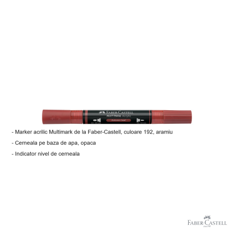 Marker acrilic Faber-Castell Multimark, culoare aramiu 192, varf dublu, pentru suprafete multiple [1]