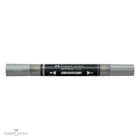 Marker acrilic Faber-Castell Multimark, culoare argintiu 251, varf dublu, pentru suprafete multiple [3]