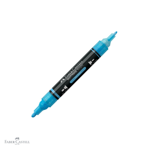 Markere si instrumente de desen artistic - Marker acrilic Faber-Castell Multimark, culoare bleu ice 148, varf dublu, pentru multiple suprafete