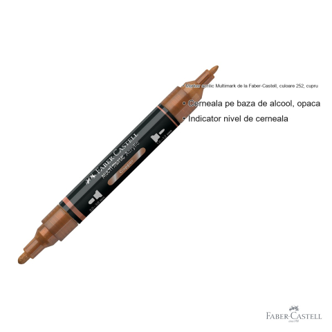 Marker acrilic Faber-Castell Multimark, culoare cupru 252, varf dublu, pentru suprafete multiple [2]