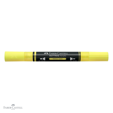 Marker acrilic Faber-Castell Multimark, culoare galben neon 256, varf dublu, pentru suprafete multiple [3]