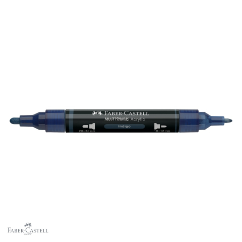 Marker acrilic Faber-Castell Multimark, culoare indigo 450, varf dublu, pentru multiple suprafete [3]