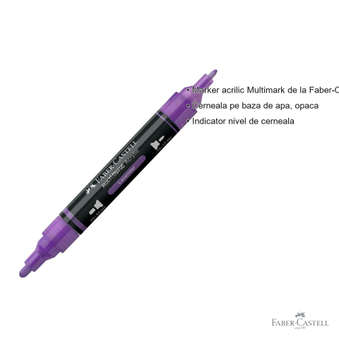Marker acrilic Faber-Castell Multimark, culoare levantica 136, varf dublu, pentru suprafete multiple [2]