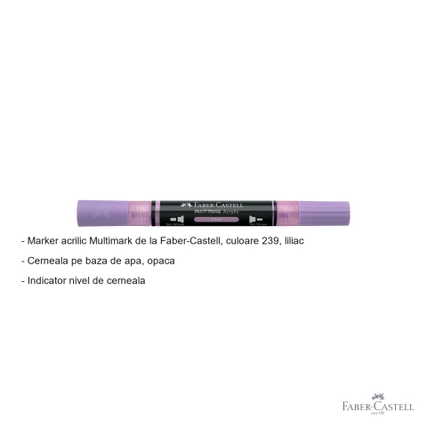 Marker acrilic Faber-Castell Multimark, culoare liliac 239, varf dublu, pentru suprafete multiple [1]