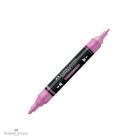 Markere si instrumente de desen artistic - Marker acrilic Faber-Castell Multimark, culoare magenta deschis 119, varf dublu, pentru suprafete multiple