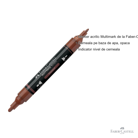 Marker acrilic Faber-Castell Multimark, culoare maro nuca 378, varf dublu, pentru multiple suprafete [2]