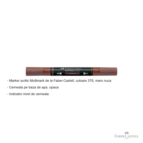 Marker acrilic Faber-Castell Multimark, culoare maro nuca 378, varf dublu, pentru multiple suprafete [1]