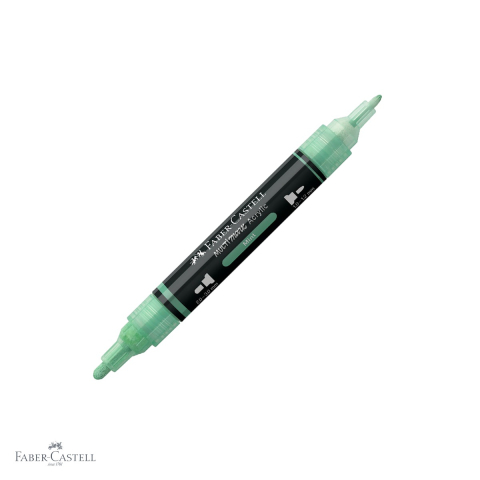 Markere si instrumente de desen artistic - Marker acrilic Faber-Castell Multimark, culoare menta 412, varf dublu, pentru suprafete multiple