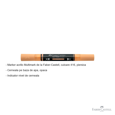 Marker acrilic Faber-Castell Multimark, culoare piersica 416, varf dublu, pentru multiple suprafete [1]
