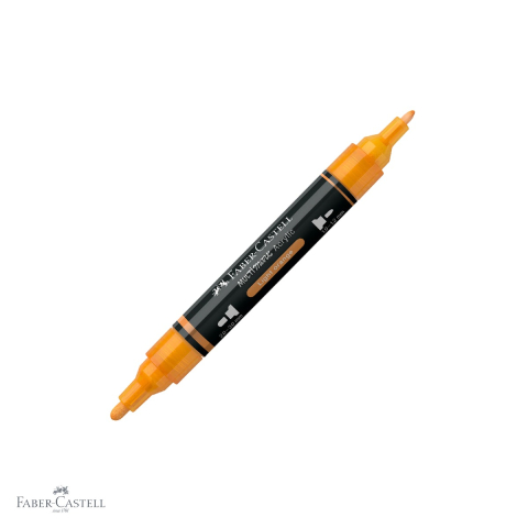 Markere si instrumente de desen artistic - Marker acrilic Faber-Castell Multimark, culoare portocaliu deschis 309, varf dublu, pentru suprafete multiple