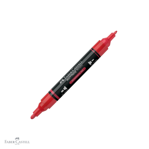 Markere si instrumente de desen artistic - Marker acrilic Faber-Castell Multimark, culoare rosu capsuna 219, varf dublu, pentru suprafete multiple