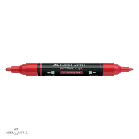 Marker acrilic Faber-Castell Multimark, culoare rosu capsuna 219, varf dublu, pentru suprafete multiple [3]