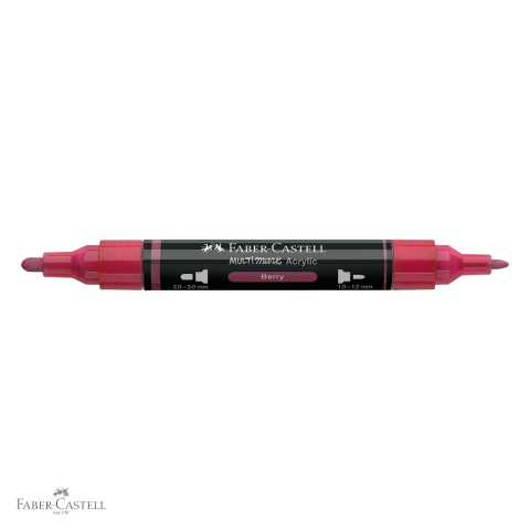 Marker acrilic Faber-Castell Multimark, culoare rosu zmeura 433, varf dublu, pentru multiple suprafete [3]