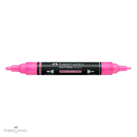 Marker acrilic Faber-Castell Multimark, culoare roz aprins 329, varf dublu, pentru suprafete multiple [3]